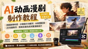 AI动画漫剧制作教程｜选题剧情构思·分镜提示词撰写·AI绘图配音·2D动画制作·剪映实操完成完整漫剧成片-KJ分享