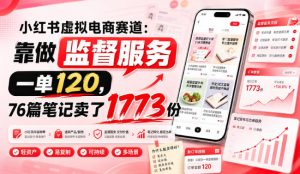 小红书虚拟电商赛道:靠做监督服务,一单120,76篇笔记卖了1773份-KJ分享