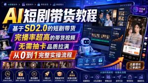 AI短剧带货教程，基于SD2.0的短剧带货，完播率超高的带货视频，无需抽卡品质拉满，从0到1完整实操流程-KJ分享