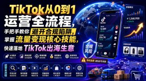 TikTok从0到1运营全流程,手把手教你避开合规陷阱,掌握流量变现核心技能,快速落地TikTok出海生意(更新8月)-KJ分享