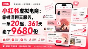 小红书虚拟电商:靠树洞聊天服务,一单20起,361天卖了9680份-KJ分享