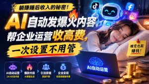 躺赚睡后收入的秘密!AI 自动发爆火内容,帮企业运营收高费,一次设置不用管【原创双语字幕】-KJ分享