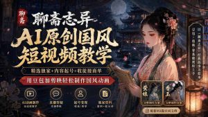 聊斋志异AI原创国风短视频教学；精选独家+内容起号+收徒接商单，用豆包加剪映轻松制作国风动画-KJ分享