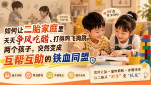 付费文章：如何让二胎家庭里天天争风吃醋、打得鸡飞狗跳的两个孩子，突然变成互帮互助的铁血同盟？-KJ分享
