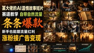 某大佬的AI温情故事短片赛道教学，自带自然流量，条条爆款，新手也能蹭流量红利，涨粉接广告变现-KJ分享