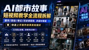 AI都市故事短视频教学全流程拆解；都市/民俗/奇幻/历史都能做多题材覆盖，快速上手制作故事类短视频-KJ分享