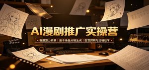 AI漫剧推广实操营:赛道潜力拆解,剧本角色分镜生成,配音剪辑与运镜教学-KJ分享