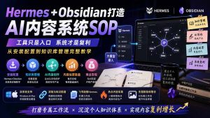Hermes+Obsidian打造AI内容系统SOP;工具只是入口系统才是复利,从安装配置到知识库管理完整教学-KJ分享