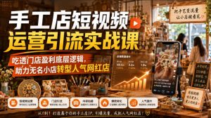 手工店短视频运营引流实战课，吃透门店盈利底层逻辑，助力无名小店转型人气网红店-KJ分享