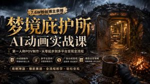 梦境庇护所AI动画实战课：7.6W粉丝博主亲授第一人称POV制作，从零起步到多平台发布变现全流程-KJ分享