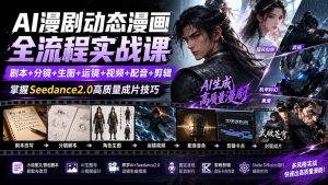 AI漫剧动态漫画全流程实战课:剧本+分镜+生图+运镜+视频+配音+剪辑,掌握Seedance2.0高质量成片技巧-KJ分享