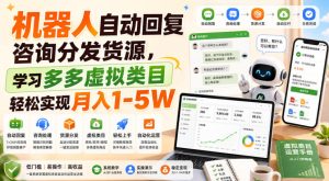 机器人自动回复咨询分发货源,学习多多虚拟类目轻松实现月入1-5W【揭秘】-KJ分享