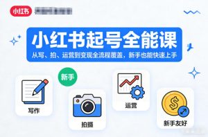小红书起号全能课,从写、拍、运营到变现全流程覆盖,新手也能快速上手(更新)-KJ分享