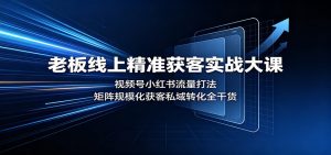 老板线上精准获客实战大课：视频号小红书流量打法，矩阵规模化获客私域转化全干货-KJ分享