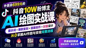 外面卖699元的抖音10W粉博主AI绘图实战课:提示词+爆款复刻+漫画创作+封面设计,从0掌握AI作图与变现完整流程-KJ分享