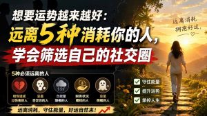 付费文章：想要运势越来越好：远离5种消耗你的人，学会筛选自己的社交圈-KJ分享