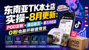 东南亚TK本土店实操-8月更新:POD定制+爆品截流+暴力冷启动,0粉也能开橱窗带货-KJ分享