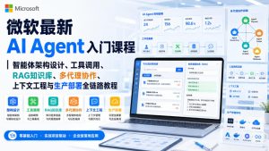 微软最新AI Agent入门课程｜智能体架构设计、工具调用、RAG知识库、多代理协作、上下文工程与生产部署全链路教程【英文】-KJ分享
