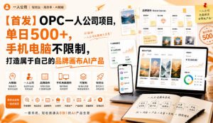 【首发】OPC一人公司项目，单日500+，手机电脑不限制，打造属于自己的品牌画布AI产品，收费陪跑【揭秘】-KJ分享