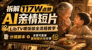 拆解117W点赞AI亲情短片,LibTV喂饭级全流程教学,分镜脚本+全套可直接复制提示词分享-KJ分享