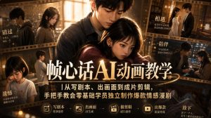 帧心话AI动画教学｜从写剧本、出画面到成片剪辑，手把手教会零基础学员独立制作爆款情感漫剧-KJ分享