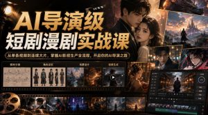 AI导演级短剧漫剧实战课，从单条视频到连续大片，掌握AI影视生产全流程，开启你的AI导演之路!-KJ分享