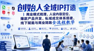 创始人全域IP打造｜商业模式梳理、人设内容定位、爆款产品开发、私域成交体系搭建、线下赋能与商业陪跑全流程教学-KJ分享