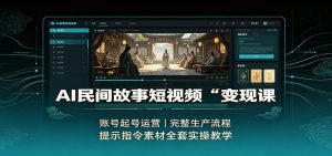 AI民间故事短视频变现课：账号起号运营，完整生产流程，提示指令素材全套实操教学-KJ分享
