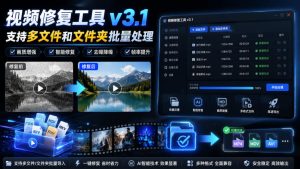 视频修复工具v3.1,支持多文件和文件夹批量处理-KJ分享