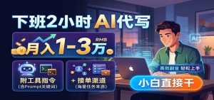 下班2小时AI代写,月入1-3万,附工具指令+接单渠道,小白直接干-KJ分享