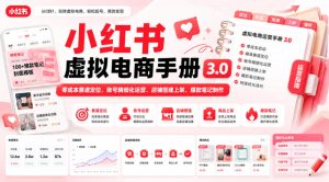小红书虚拟电商手册3.0，零成本赛道定位、账号精细化运营、店铺搭建上架、爆款笔记制作-KJ分享