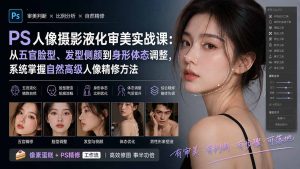 PS人像摄影液化审美实战课:从五官脸型、发型侧颜到身形体态调整,系统掌握自然高级人像精修方法-KJ分享