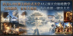 抖音6.9W博主的中式美学AI云顶天宫仙境教学，全网刷屏，条条大爆款，小白也能一键出大片-KJ分享