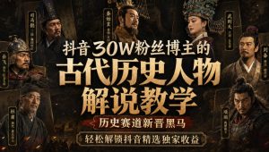 抖音30W粉丝博主的古代历史人物解说教学,历史赛道新晋黑马,轻松解锁抖音精选独家收益-KJ分享