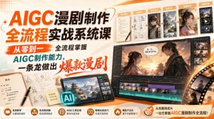 AIGC漫剧制作全流程实战系统课,从零到一全流程掌握AIGC制作能力,一条龙做出爆款漫剧-KJ分享