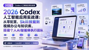 2026 Codex人工智能应用实战课:从零配置、Skill技能到视频办公与知识库,搭建个人AI智能体执行团队-KJ分享