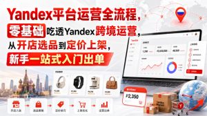 Yandex平台运营全流程，零基础吃透Yandex跨境运营，从开店选品到定价上架，新手一站式入门出单-KJ分享