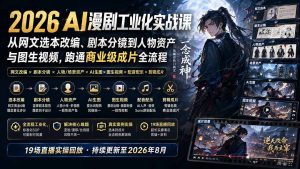 2026 AI漫剧工业化实战课-更新：从网文选本改编、剧本分镜到人物资产与图生视频，跑通商业级成片全流程-KJ分享