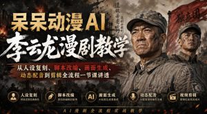 呆呆动漫AI李云龙漫剧教学，从人设复刻、脚本改编、画面生成、动态配音到剪辑全流程一节课讲透-KJ分享