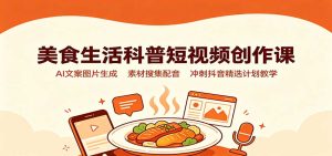 美食生活科普短视频创作课：AI文案图片生成，素材搜集配音，冲刺抖音精选计划教学-KJ分享