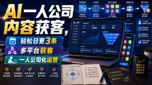 AI一人公司内容获客,轻松日更3条,多平台获客,一人公司化运营(更新0827)-KJ分享