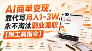AI商单变现,靠代写月入1-3W,永不淘汰副业兼职【附工具指令】【揭秘】-KJ分享