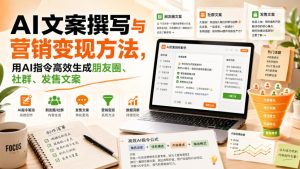 AI文案撰写与营销变现方法，用AI指令高效生成朋友圈、社群、发售文案-KJ分享