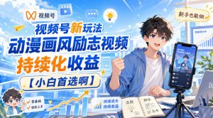 视频号新玩法动漫画风励志视频,持续化收益【小白首选啊】-KJ分享