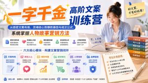 一字千金高阶文案训练营：从绝密文案布局、灵魂收心到爆款基因与成交公式，系统掌握人物故事营销方法-KJ分享