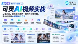 2026可灵AI视频实战-4小时干货课：从提示词、文生图到角色一致性与运镜剪辑，零基础掌握AI视频制作方法-KJ分享