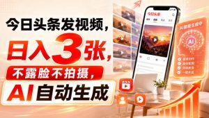 今日头条发视频,日入3张,不露脸不拍摄,AI自动生成-KJ分享