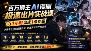 百万博主AI漫剧极速出片实战课：1小时产出条作品，从脚本分镜到画面剪辑，跑通高效生产全流程-KJ分享