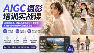 AIGC摄影培训实战课：从软件搭建、素材合成到婚纱儿童写真，系统掌握AI商业样片制作全流程-KJ分享