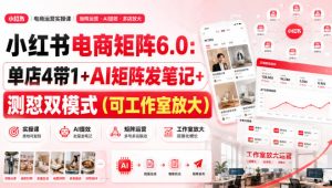 小红书电商矩阵6.0:单店4带1+AI矩阵发笔记+测怼双模式(可工作室放大)-KJ分享